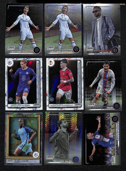 Lot of (37) 2022-23 UEFA Soccer Cards inc. Immaculate Joao Felix Signature Moves Booklet Autograph Patch (#/50), Museum Collection Alphonso Davies Autograph Patch (#/75), +